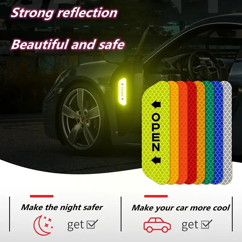 Rainbow / Red(4PCS) / Green(4pcs) Car Stickers Common / Individuality Door Stickers Warning Signs Reflective Stickers2