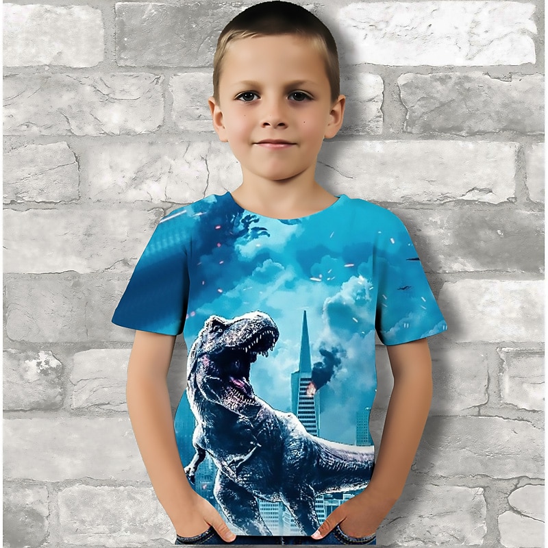 Boys 3D Graphic Animal Dinosaur T shirt Tee Short Sleeve 3D Print Summer Spring Active Sports Fashion Polyester Kids 3-12 Years Outdoor Casual Daily Regular Fit4