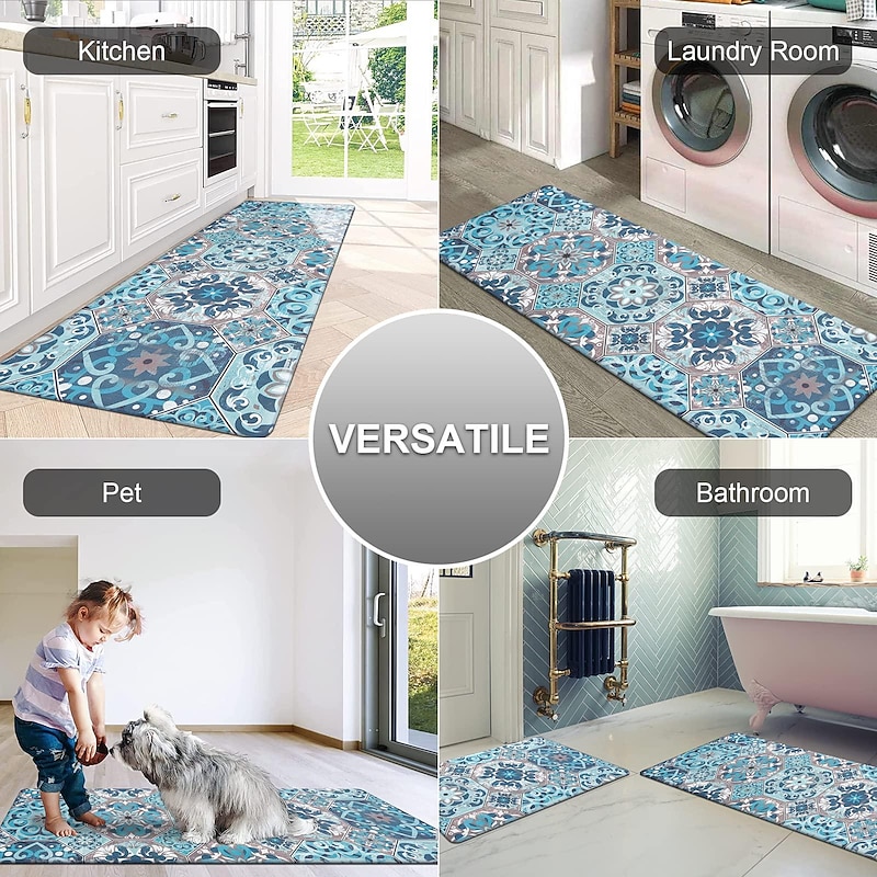 Boho Kitchen Rugs Anti Slip Door Mats for Kitchen Floor Kitchen Rugs and Mats Non Skid Waterproof Kitchen Runner Comfort Standing Mat2