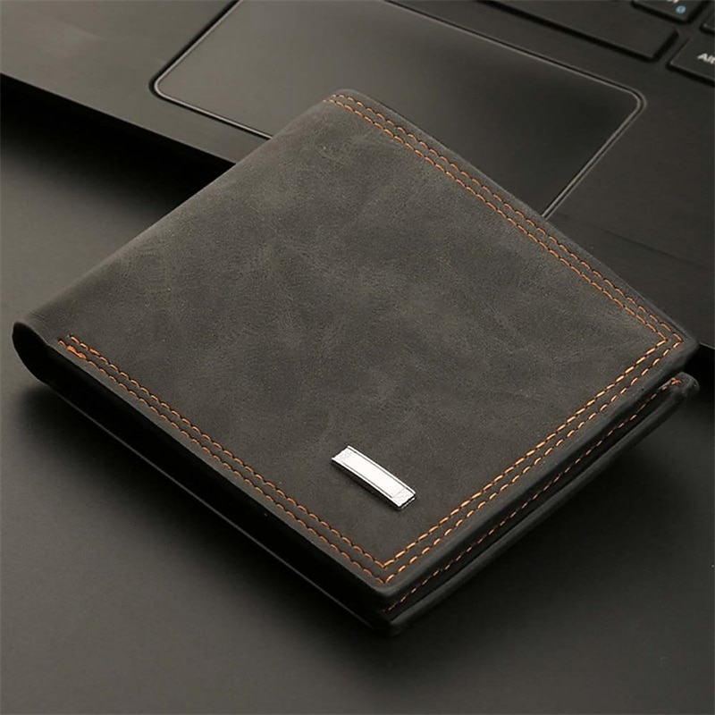 Men's retro imitation leather multi-slot short with zipper wallet men's wallet credit card multi-card pocket wallet cash clip3