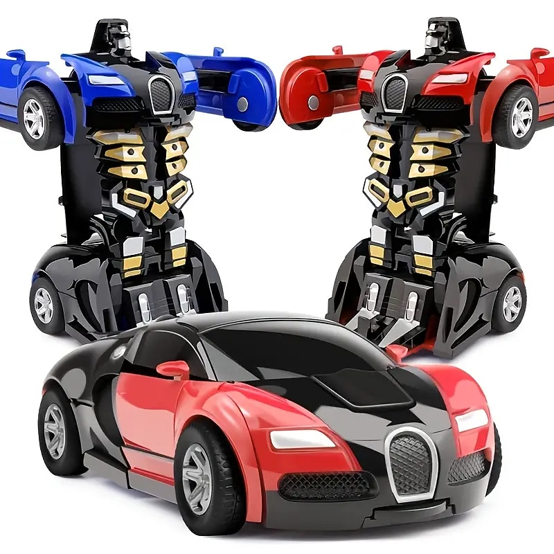 One Button Deformation Toy Car Inertial Collision Automatic Conversion Robot For Children2