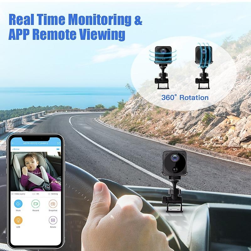 Mini Camera Hidden WiFi 4K Wireless Indoor Small Nanny IP Cam Home Security Secret Surveillance Tiny Video Recorder with Phone App Night Vision AI Human Detection 100 Days Standby Battery Life4