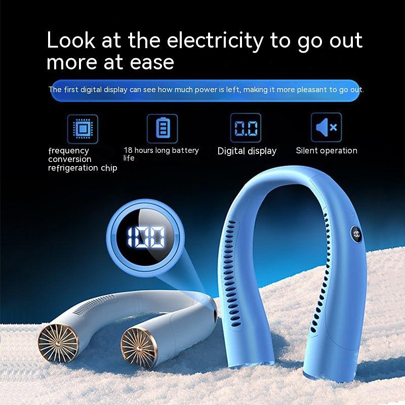 Hands-Free Neck Fan – Bladeless Wearable USB Rechargeable Fan with 360° Cooling, 3 Speeds, and Headphone-Style Design2