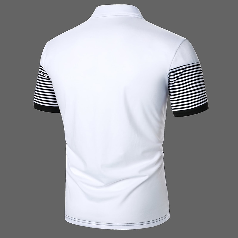 Men's Button Up Polos Polo Shirt Casual Holiday Lapel Short Sleeve Fashion Basic Color Block Classic Summer Regular Fit Black Dark Navy Button Up Polos2