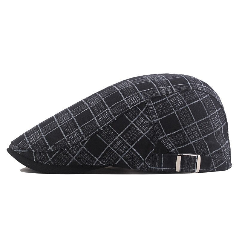 Unisex Flat Cap Newsboy Cap Black White Polyester Retro Travel Beach Outdoor Vacation Plaid Adjustable Fashion3