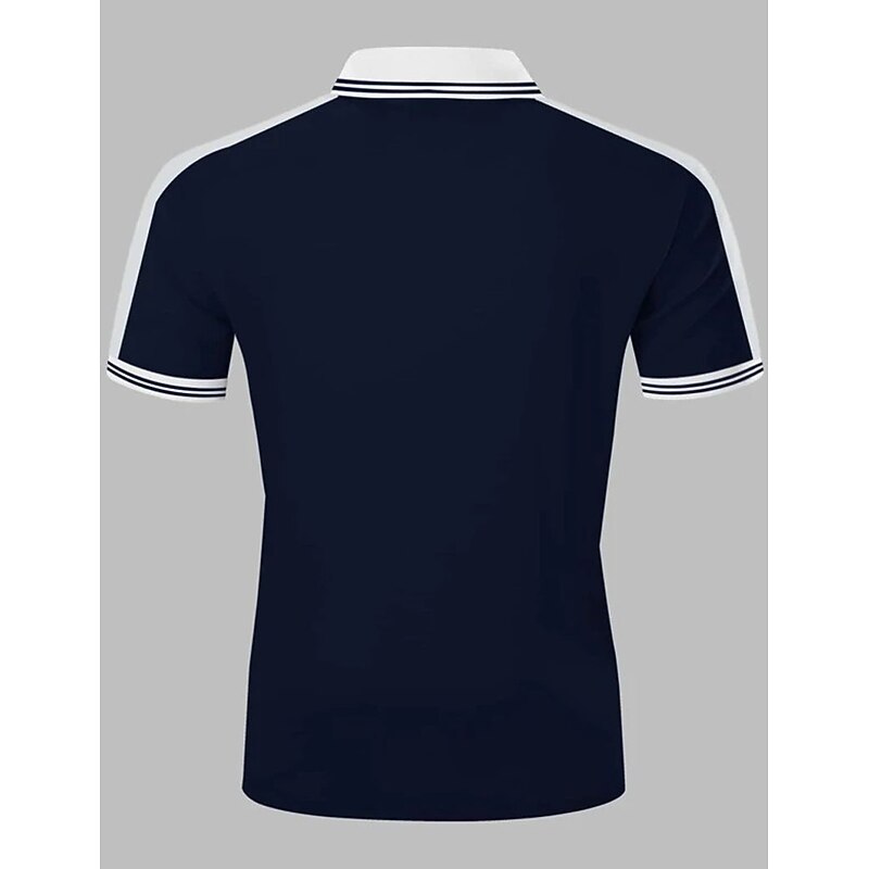 Men's Zip Polo Golf Shirt Outdoor Casual Lapel Quarter Zip Short Sleeve Fashion Basic Color Block Quarter Zip Summer Regular Fit Yellow Burgundy Ink Blue Green Gray Zip Polo2