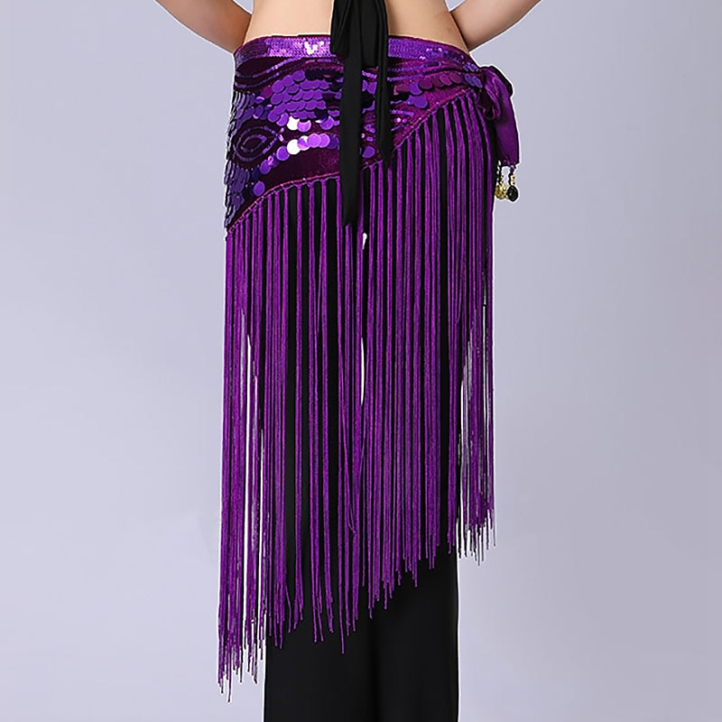 Belly Dance Dance Accessories Belt Glitter Cinch Cord Tassel Women's Performance Training High Polyester Sequined3