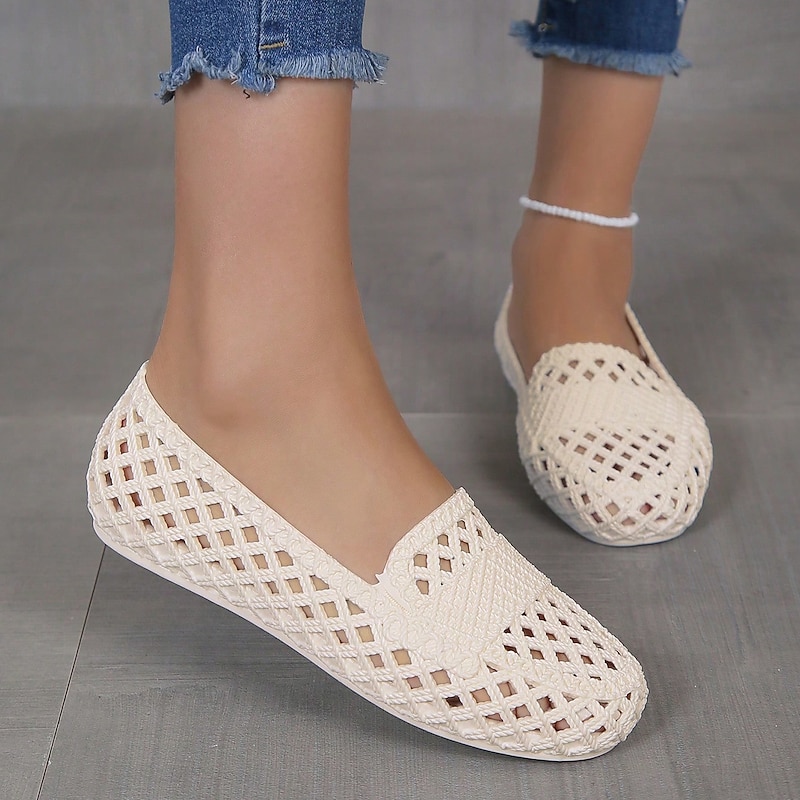 Women's Breathable Hollow-Out Slip-On Jelly Flats – Lightweight Casual Summer Shoes for Beach, Travel, and Daily Wear4