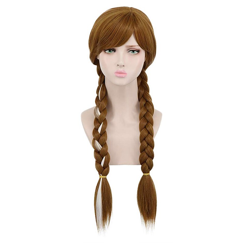 Oktoberfest Beer Cosplay Wigs Long Brown Cosplay Weaving Double tail Braided Hair Wigs Synthetic Wig Costume3