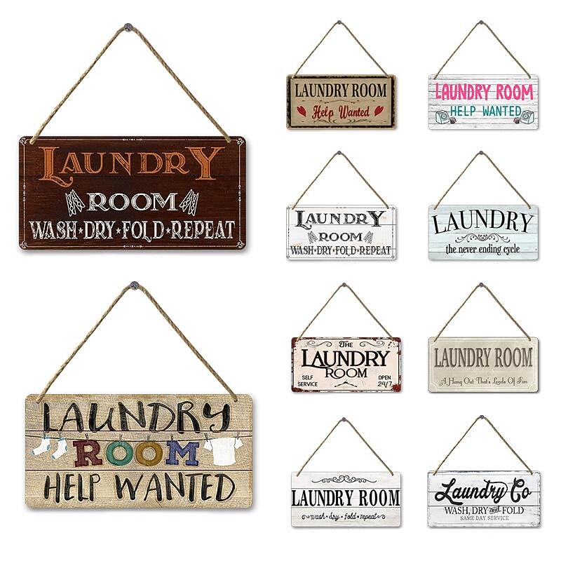 1pc, Laundry Wooden Signs Wood Plaque Wood Plate For Laundry Room Hanging Sign Washhouse Door Decoration Home Wall Decor 15x30cm/6''x12''3