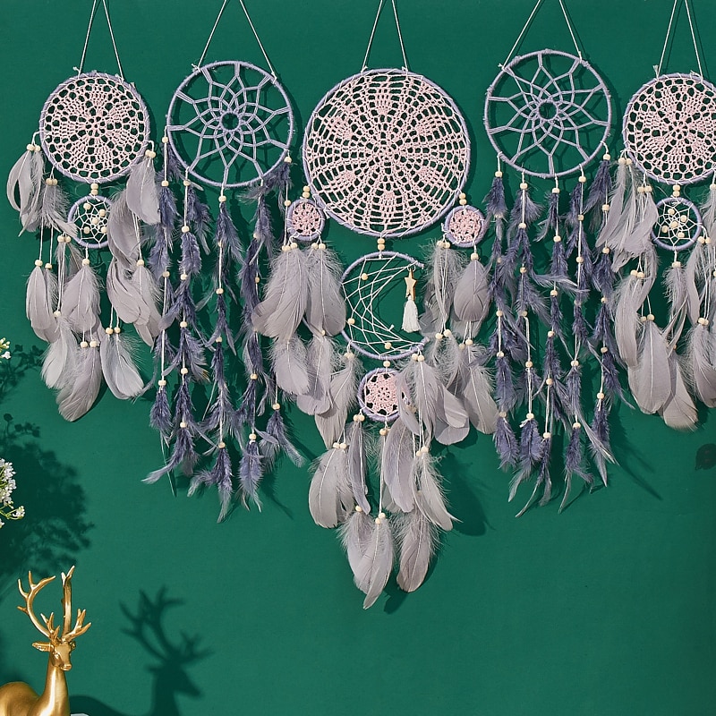 5pcs Large size dream catcher feather hook flower wind chimes decorative wall Hanging Decorative art4