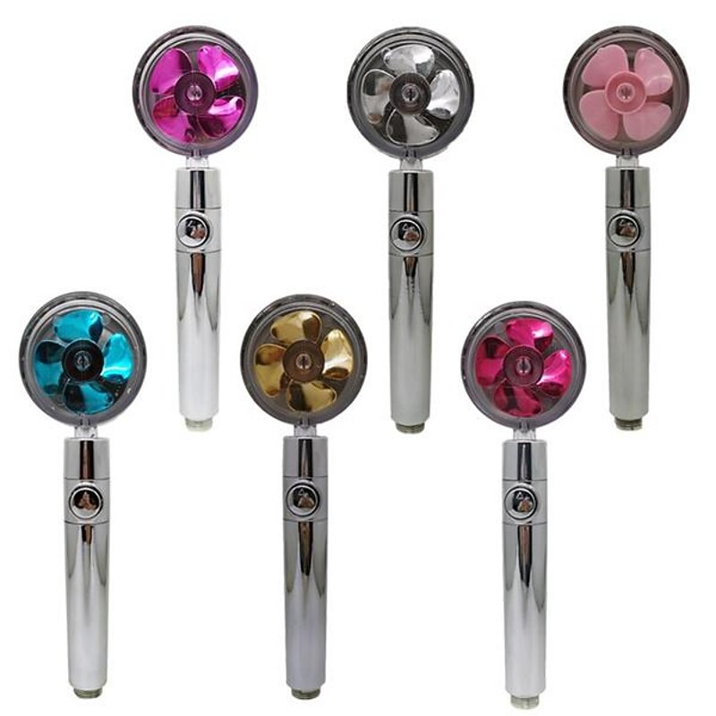 High Pressure Shower Head Water Saving Hand-held Spray Nozzle Turbocharged Shower Head With Small Fan Bathroom Supplies 6