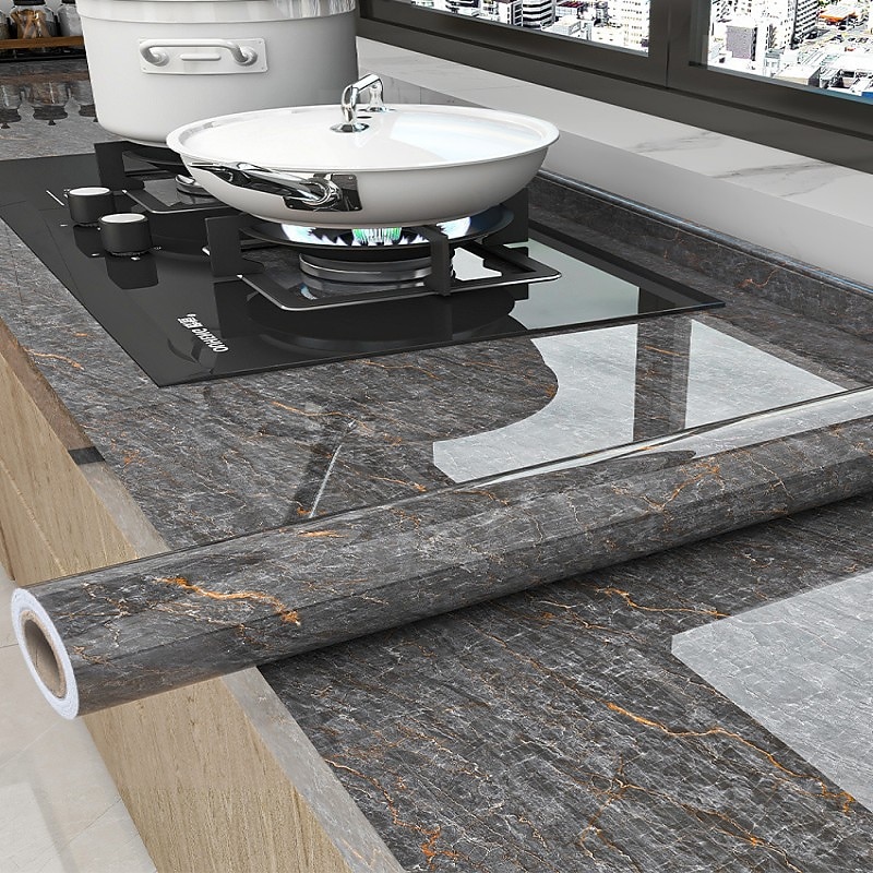 Cool Wallpapers Marble Kitchen Wallpaper Wall Mural Countertop Protection Pad Stove Oil Proof Waterproof Self-Adhesive Cabinet Moisture-Proof Fireproof High-Temperature Resistant Thickened