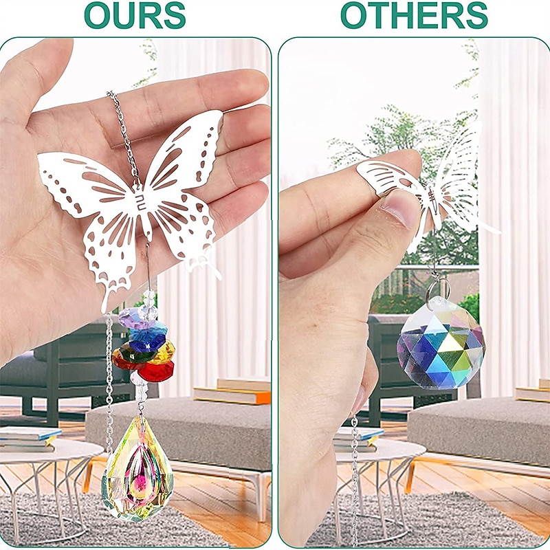 1pc, Sun Catcher Rainbow Made Pendant, Butterfly Tree Owl Bird Angel Window Hanging Crystal Prism Sun Trap, Home Decor, Room Decor, Bedroom Decor3