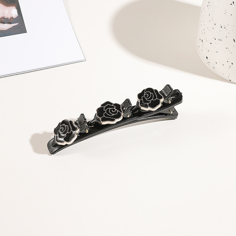 4pcs Women's Girls' Hair Clip For Party Evening Daily Birthday Festival Imitation Pearl Resin Black3