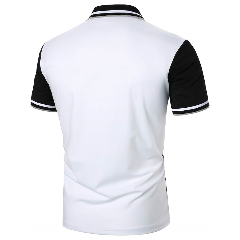 Men's Button Up Polos Polo Shirt Casual Sports Lapel Short Sleeve Fashion Basic Color Block Button Summer Regular Fit Black White Red Brown Button Up Polos4