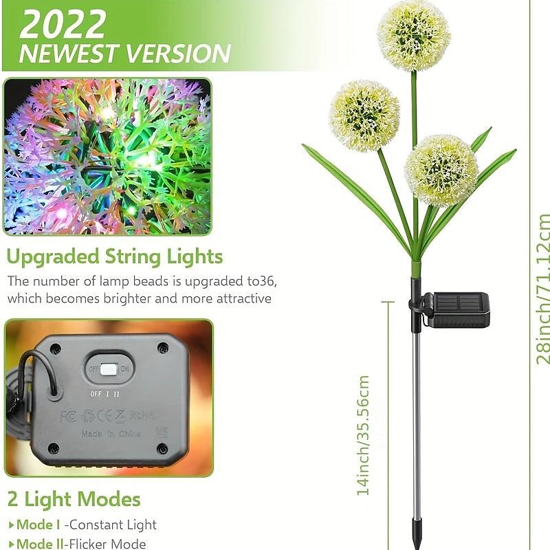 Solar Outdoor Lights Decorative 36LEDs Solar Garden Lights With 2 Lighting Modes 3-in-1 Solar Dandelion Flowers IP65 Waterproof Solar Powered Outdoor Lights For Garden Yard4