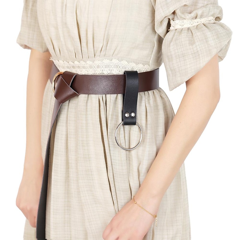 Weapon Hook Strap Medieval Belt Skirt Hikes Double Ring Faux Leather Loop Renaissance Adult Accessory2