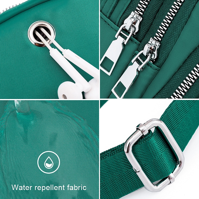 Women's Black Nylon Crossbody Bag with Silver Hardware and Adjustable Strap - Lightweight and Practical Small Shoulder Bag for Travel and Daily Use3