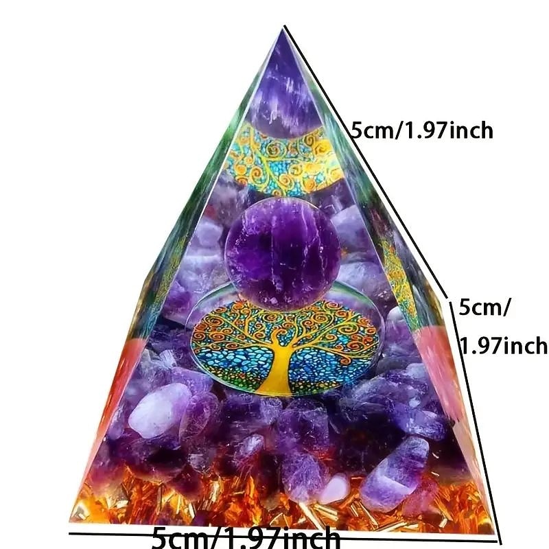 Orgone Pyramid For Positive Energy And Amethyst Crystal Ball, With Protection From Crystals Energy Generator For Stress Reduce Healing Meditation And Wealth Attraction For Home Decoration2