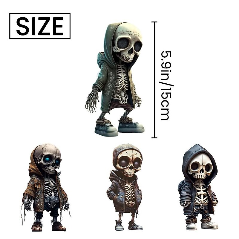 Cool Skeleton Figurines, Halloween Skull Statue Skeleton Doll Resin Crafts Ornaments, Fashion Mini Cool Skeleton Figurines Decor Skeleton Man Resin Statue Doll For Home Office Desk Decor2