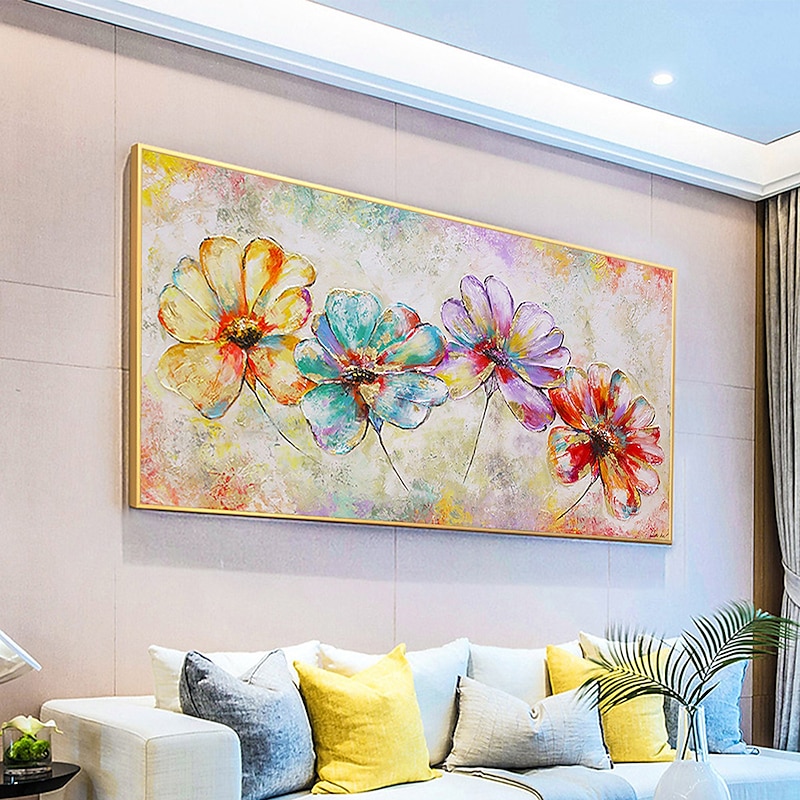 Handmade Hand Painted Wall Art Abstract Colorful Flower Texture Oil Painting Large Modern Floral Landscape Acrylic Painting Living Room Wall Art Home Decor Rolled Canvas No Frame Unstretched2