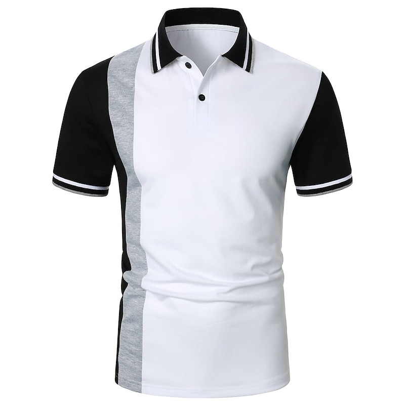 Men's Button Up Polos Polo Shirt Casual Sports Lapel Short Sleeve Fashion Basic Color Block Button Summer Regular Fit Black White Red Brown Button Up Polos3