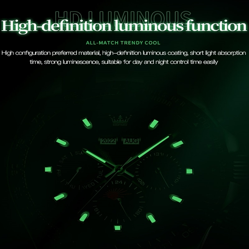 OLEVS Mens Automatic Watches Silver Bezel Stainless Steel Luxury Dress Mechanical Moon Phase Waterproof Wrist Watches for Mens Multi Date4