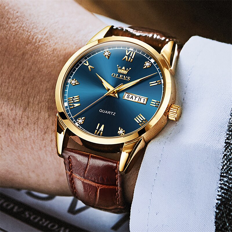 New Olevs Brand Men'S Belt Watch Decorative Luminous Calendar Day Display Diamond-Set Quartz Watch Waterproof Sports Fashion Men'S Watches2