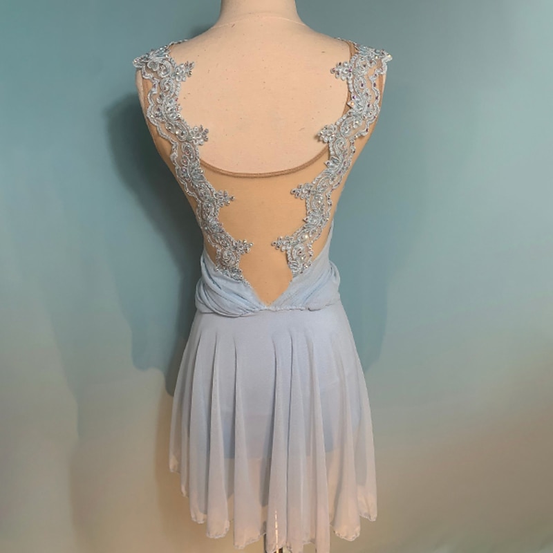 Figure Skating Dress Women's Girls' Ice Skating Dress Black Dark Purple Red Open Back Spandex High Elasticity Training Competition Skating Wear Crystal / Rhinestone Sleeveless Ice Skating Figure2