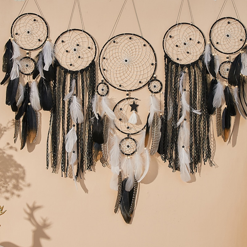 5pcs Large size dream catcher feather hook flower wind chimes decorative wall Hanging Decorative art3