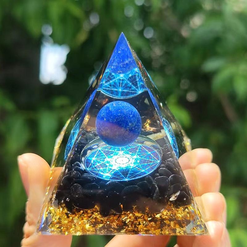 Orgone Pyramid For Positive Energy And Amethyst Crystal Ball, With Protection From Crystals Energy Generator For Stress Reduce Healing Meditation And Wealth Attraction For Home Decoration4