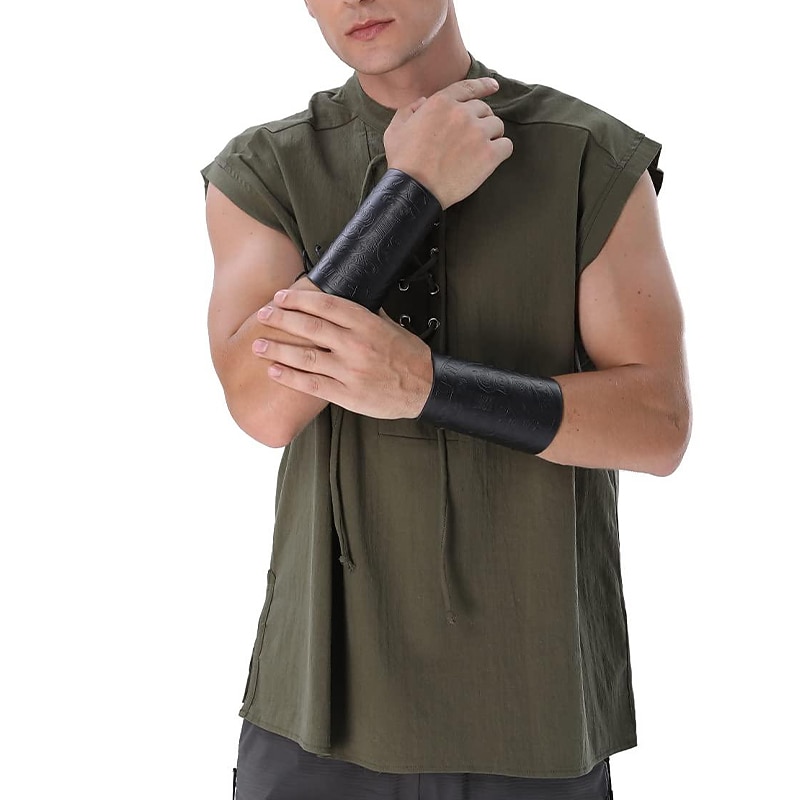 Pirate Viking Retro Vintage Medieval Renaissance Vest T-shirt Men's Costume Vintage Cosplay LARP Shirt Halloween3