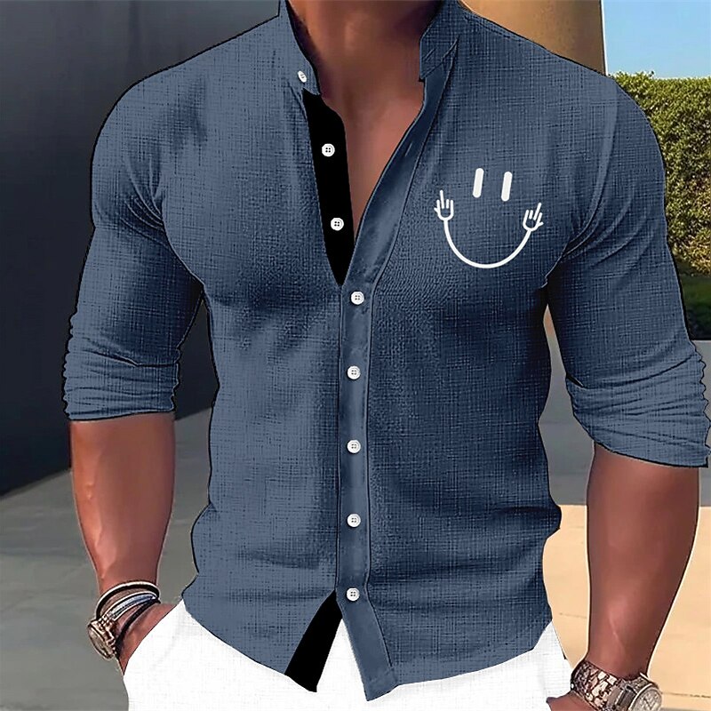 Men's King Shirt Button Up Shirt Long Sleeve Fashion Streetwear Designer Outdoor Casual Daily Summer Spring Fall Stand Collar Print Blue-Green Olive Green Light Green Pink Army Green