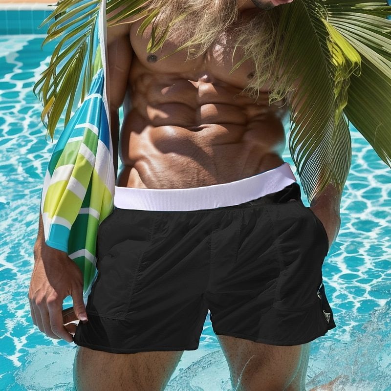 Men's Swim Trunks Swim Shorts Quick Dry Board Shorts Bathing Suit with Pockets Transparent Swimming Surfing Beach Water Sports Solid Colored Summer4