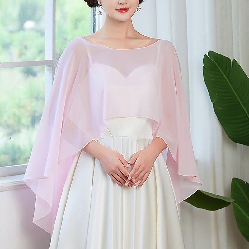 Women's Wrap Cape Vintage Elegant Sleeveless  Wedding Wraps With Pure Color For Wedding Summer dress to impress