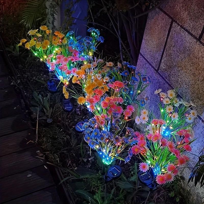 Solar Garden Lights Outdoor Chrysanthemum Solar Outdoor Lights Decorative With Colorful String Lights Upgraded Waterproof Solar Garden Decor For Yard Patio Landscape Decoration4
