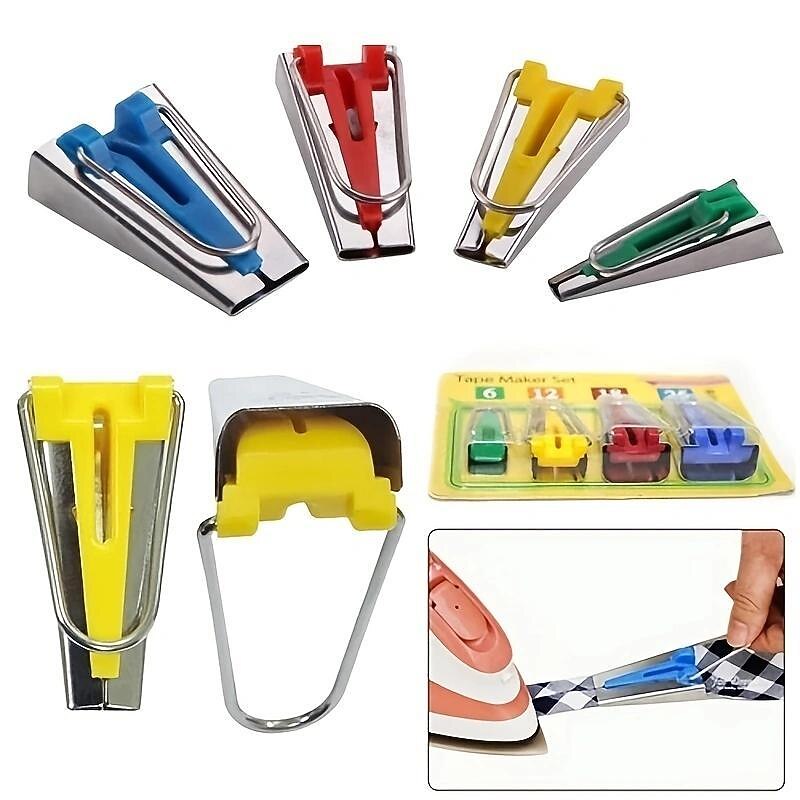 4pcs/Set Splicing Cloth Fabric Bias Tape Maker Binding Tool Quilting Sewing 0.2in\0.5in\0.7in\1in Craft DIY Patchwork Special Edging Device2