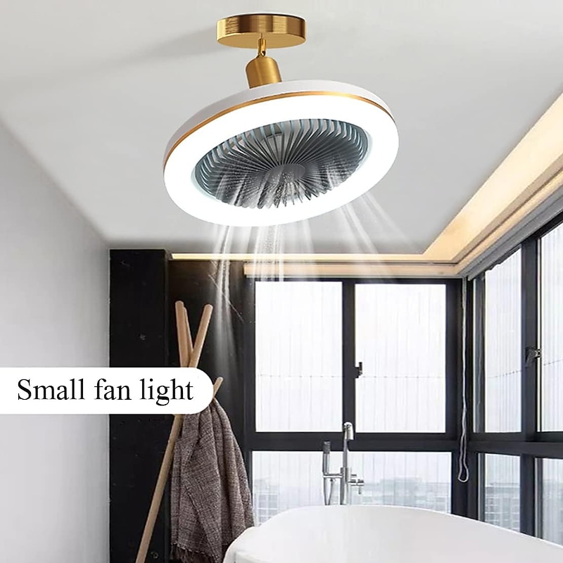 Ceiling Fan with Light Remote Control 30W 10 Inch Pendant Lighe Enclosed Ceiling Fan Dimmable 3 Light Color, 3 Speed LED Low Profile Flush Mount Ceiling Fan for Kitchen 85-265V3