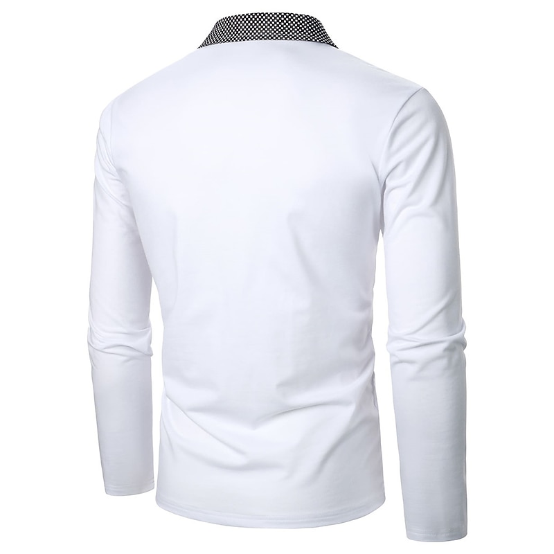 Men's Polo Shirt Quarter Zip Polo Work Daily Wear Lapel Long Sleeve Fashion Comfortable Color Block Pocket Zip Up Summer Spring Regular Fit White Polo Shirt3