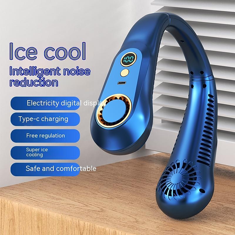 Mini Bladeless Neck Fan – USB Rechargeable Air Cooler with Digital Display, Portable Power Vent for Indoor and Outdoor Use2