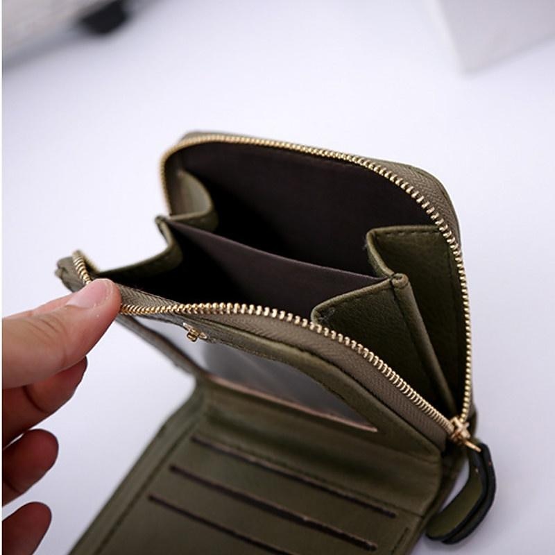 Women PU Leather Short Wallets  Female Plaid Purses Nubuck Card Holder Wallet Small Zipper Wallet with Coin Purse for Women3