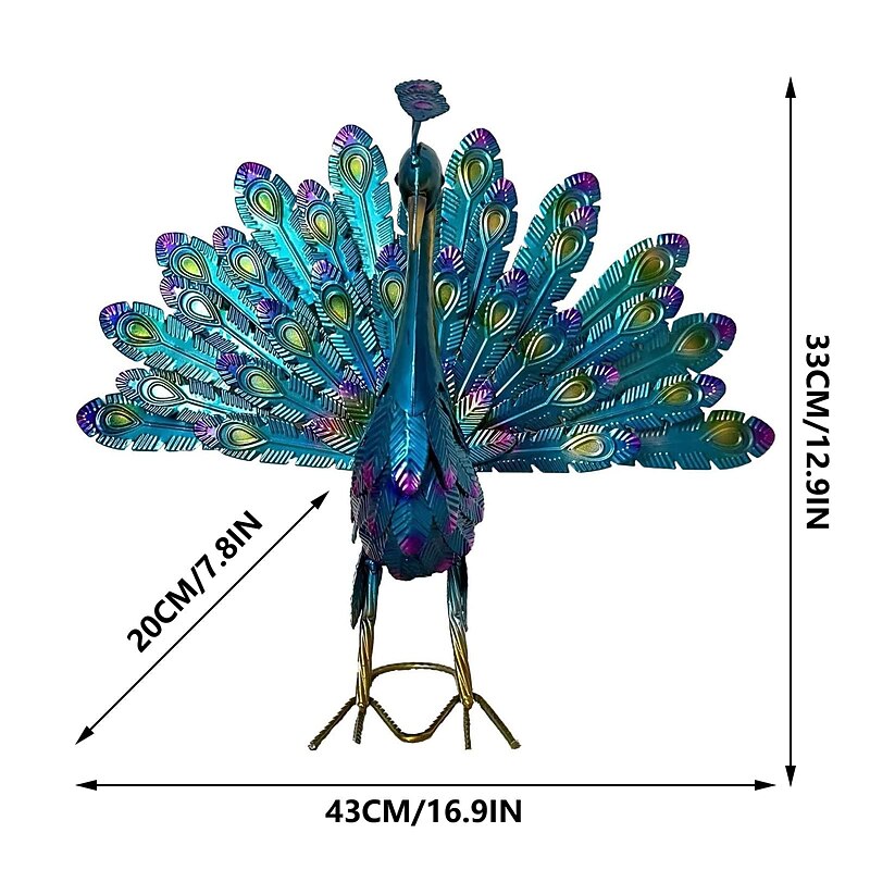 Peacock Statue Decor - 2023 Newest Metal Peacock Outdoor Beautiful Peacock Statue Garden Decor, Realistic Animal Peacock Outdoor Statue for Yard Home Art Lawn Decor4