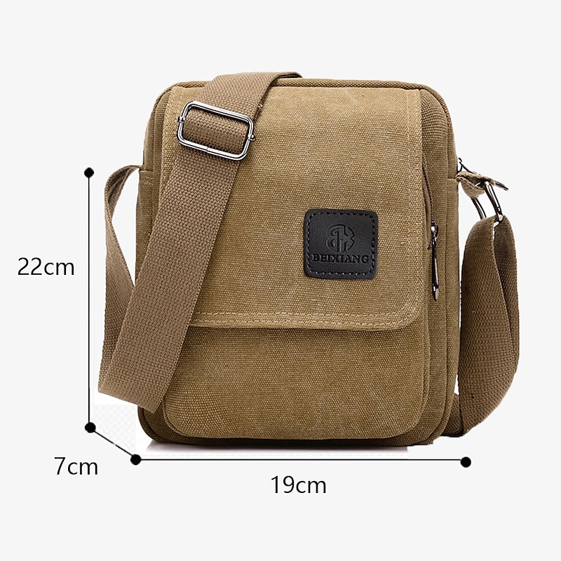Men's Canvas Crossbody Messenger Bag - Durable Small Shoulder Bag with Adjustable Strap for Travel and Daily Use3