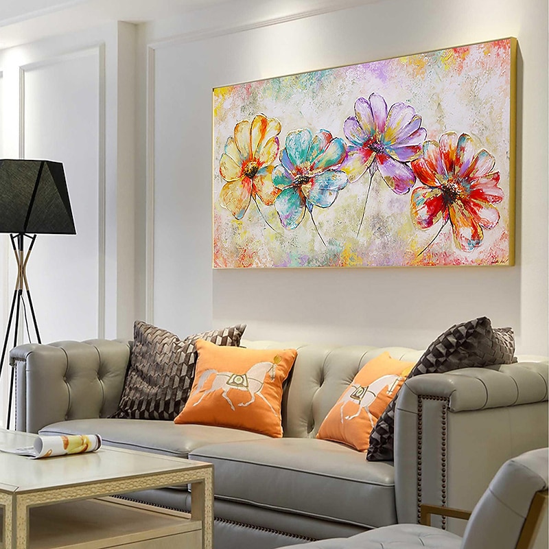 Handmade Hand Painted Wall Art Abstract Colorful Flower Texture Oil Painting Large Modern Floral Landscape Acrylic Painting Living Room Wall Art Home Decor Rolled Canvas No Frame Unstretched3