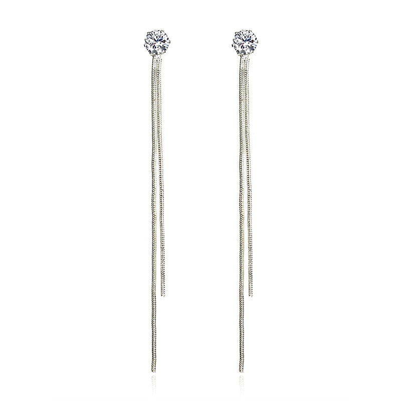 Women's Earrings Fashion Zirconia Long Tassel Polygonal Diamond Stud Earrings For Valentine's Day, Mother's Day Gift2