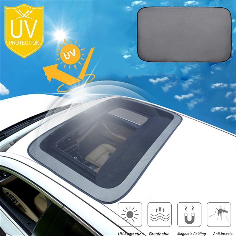 Magnetic Car Sunroof Sun Shade, UV Protection Mesh Moonroof Cover for SUV, Insect Screen & Breathable Awnings for Camping Trips