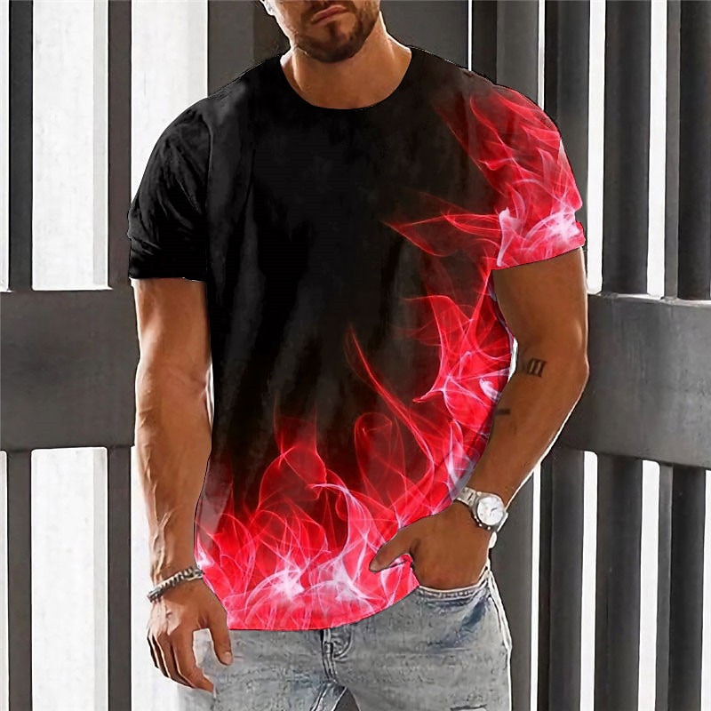 Men's Graphic Hellfire Flames Flame T Shirt Flame Shirt Short Sleeve T shirt 3D Print Crew Neck Shirt Vintage Fashion Designer Outdoor Daily Sports Light Green Red Blue Spring & Summer Clothing4