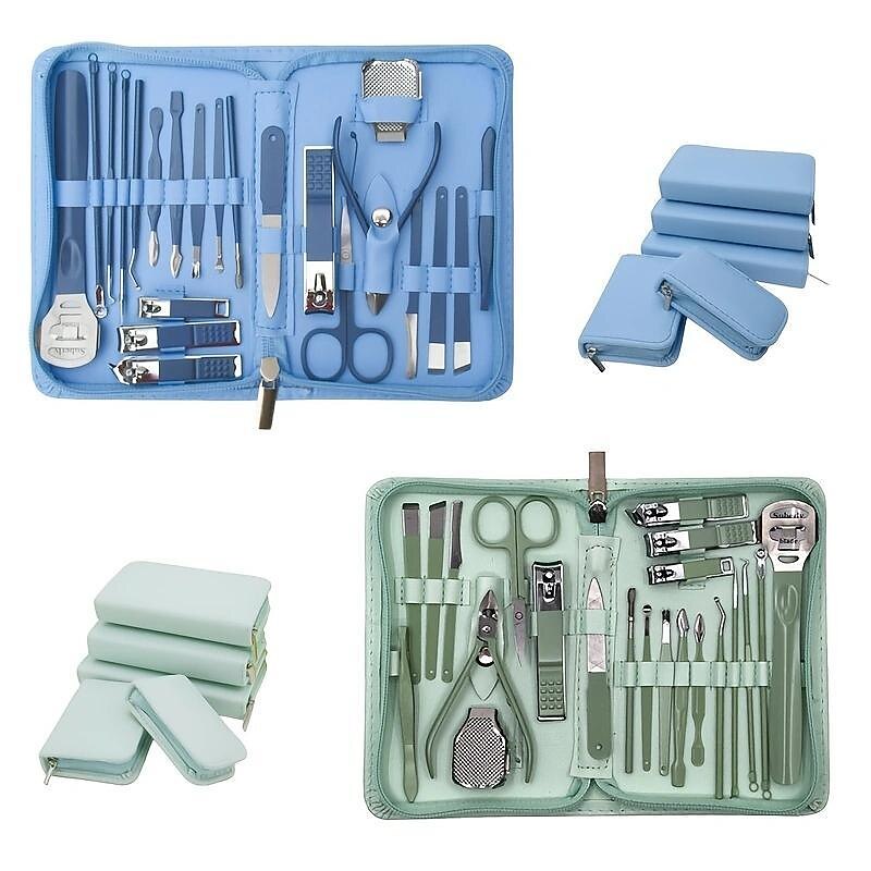 22pcs Professional Nail Clippers Pedicure Kit  Stainless Steel Toenails Nail Files Ear Spoon, Grooming Kit For Travel3