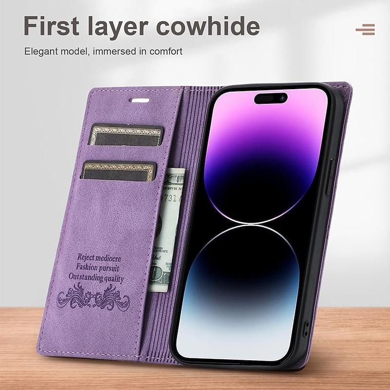 Phone Case For iPhone 17 Pro Max 17 Air 16 15 14 Pro Max Plus 13 12 11 Pro Max Mini Wallet Case Flip Cover with Stand Holder Magnetic Full Body Protective Solid Color TPU PU Leather3